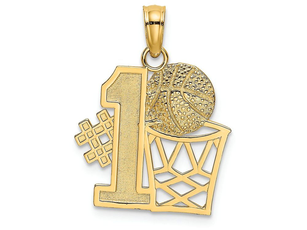 FJC Finejewelers 14k Yellow Gold #1 "basketball Story" with Hoop Charm