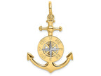 FJC Finejewelers 14k Yellow Gold 3d Small Anchor with Nautical Compass Wht Needle(shackle Bail) Charm