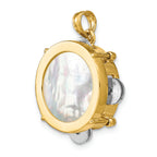 FJC Finejewelers 14k Two-tone Gold 3d Tambourine with Mother Of Pearl Facemoveable Charm