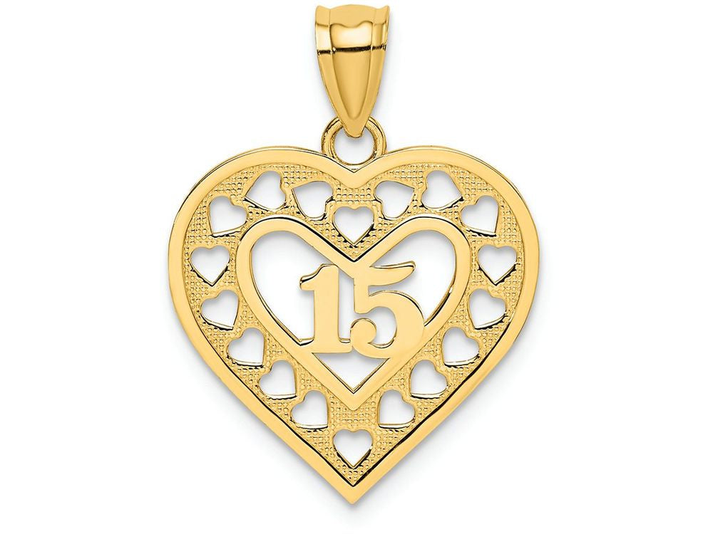FJC Finejewelers 14k Yellow Gold 15" In Cut Out Heart Fram Charm