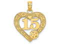 FJC Finejewelers 14k Yellow Gold 15" In Quince Anos Heart Fram Charm