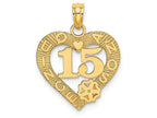 FJC Finejewelers 14k Yellow Gold 15" In Quince Anos Heart Fram Charm