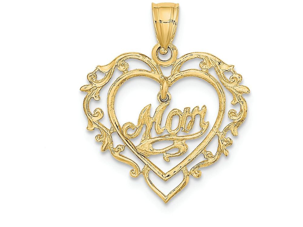 FJC Finejewelers 14k Yellow Gold Heart with Dangling Mom Inside Charm