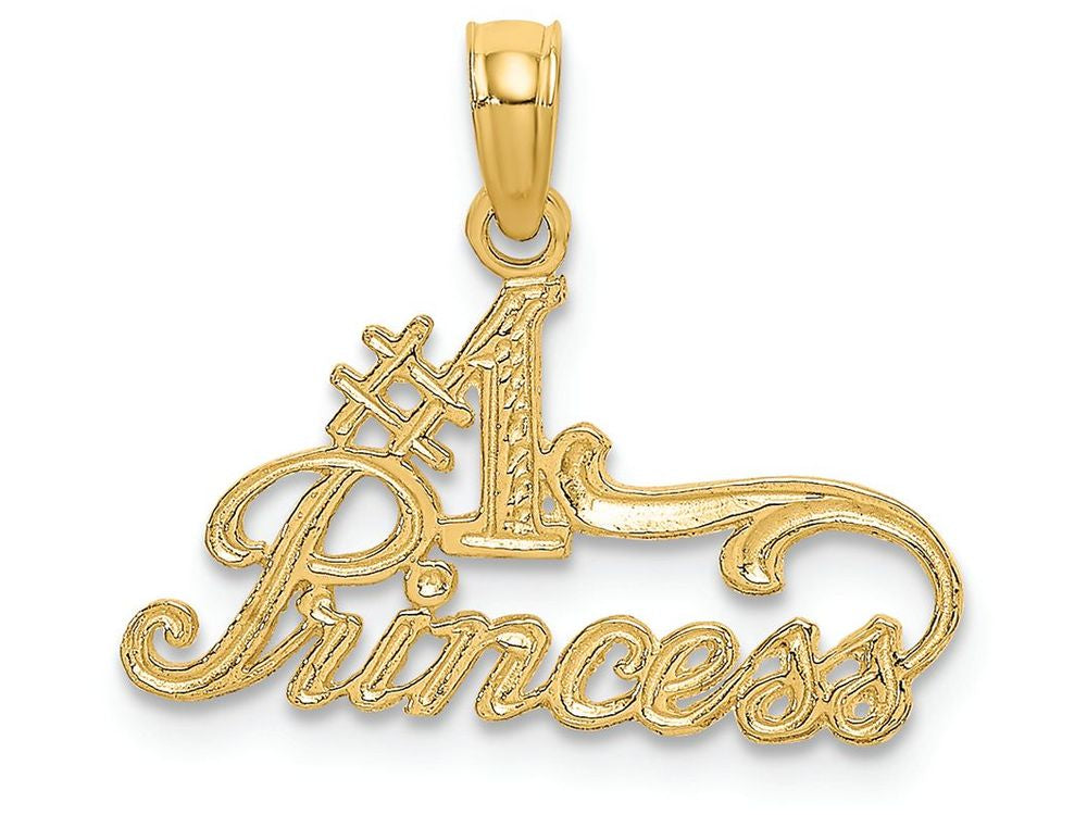 FJC Finejewelers 14k Yellow Gold #1 Princessscript Polish Engraved Charm