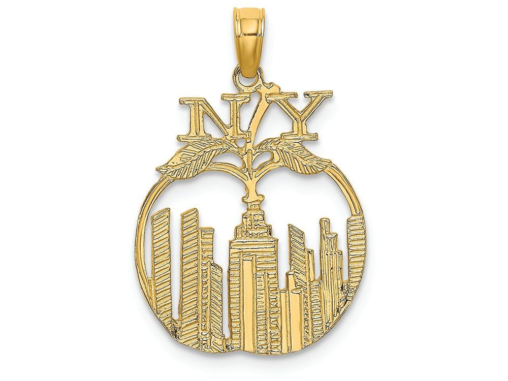 FJC Finejewelers 14k Yellow Gold New York Skyline In Appleengraved Flat Charm