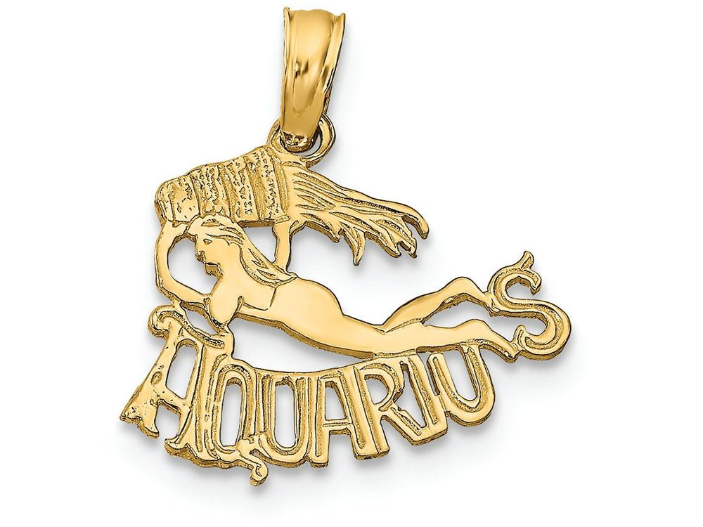 FJC Finejewelers 14k Yellow Gold Aquariusblockengraved Charm