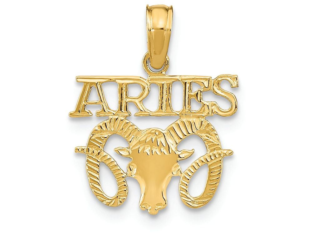 FJC Finejewelers 14k Yellow Gold Ariesblockengraved Charm