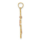 FJC Finejewelers 14k Two-tone Gold Oval Frame with Dangling Rosetwo-color Charm