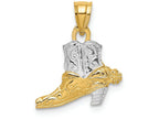 FJC Finejewelers 14k Yellow Gold Tt Cowboy Boottwo-color (white Yellow) Charm