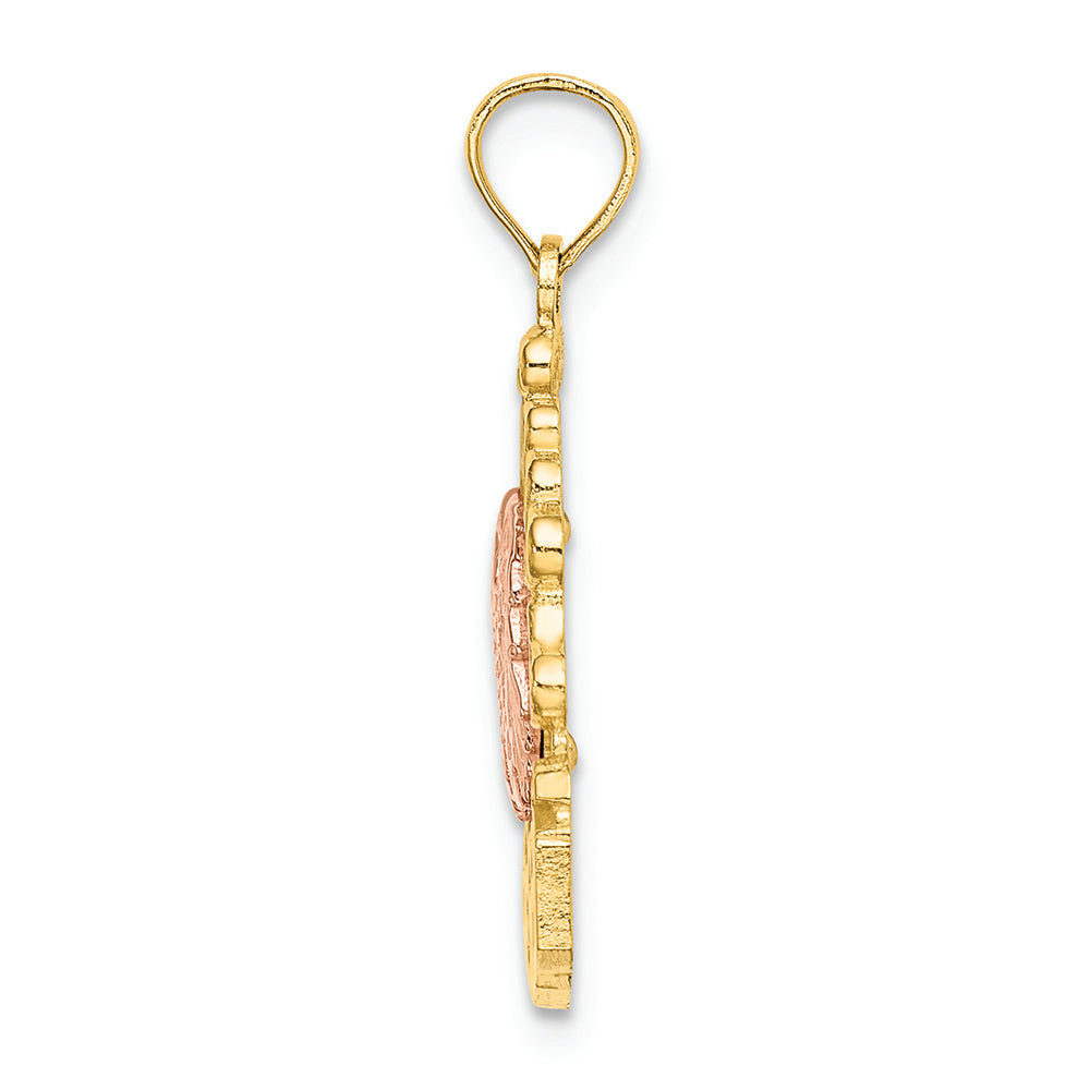 FJC Finejewelers 14k Two-tone Gold I Love Mexico with Pink Eagle Charm
