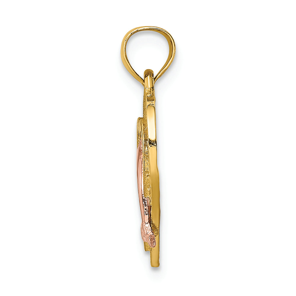 FJC Finejewelers 14k Two-tone Gold Dolphin In Hearttri-color Charm