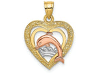 FJC Finejewelers 14k Two-tone Gold Dolphin In Hearttri-color Charm
