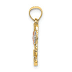 FJC Finejewelers 14k Two-tone Gold Heart with Pink White Flowerstri-color Charm