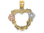 FJC Finejewelers 14k Two-tone Gold Heart with Pink White Flowerstri-color Charm