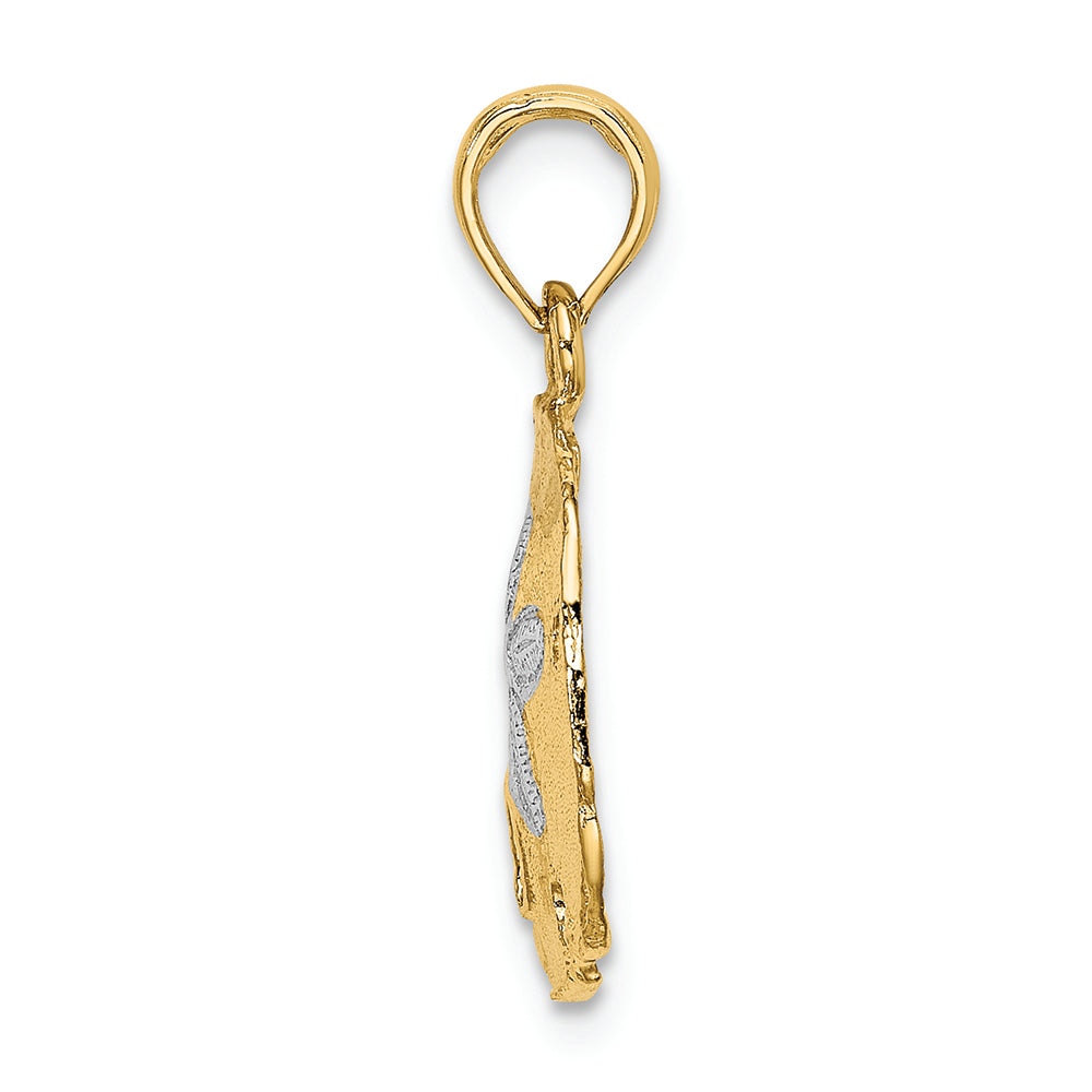 FJC Finejewelers 14k Yellow Gold with with Rhodium Sand Dollar Polish Two-color Charm