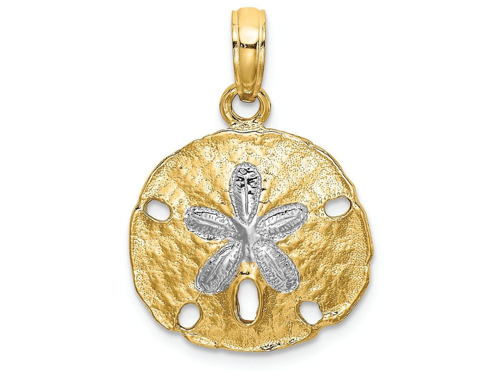 FJC Finejewelers 14k Yellow Gold with with Rhodium Sand Dollar Polish Two-color Charm