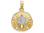 FJC Finejewelers 14k Yellow Gold with with Rhodium Sand Dollar Polish Two-color Charm