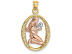FJC Finejewelers 14k Two-tone Gold Mother Baby In Oval Frametri-color Charm