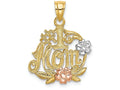 FJC Finejewelers 14k Two-tone Gold #1 Mom with Flowerstri-color Charm
