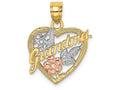 FJC Finejewelers 14k Two-tone Gold #1 Grandma In Hearttri-color Charm