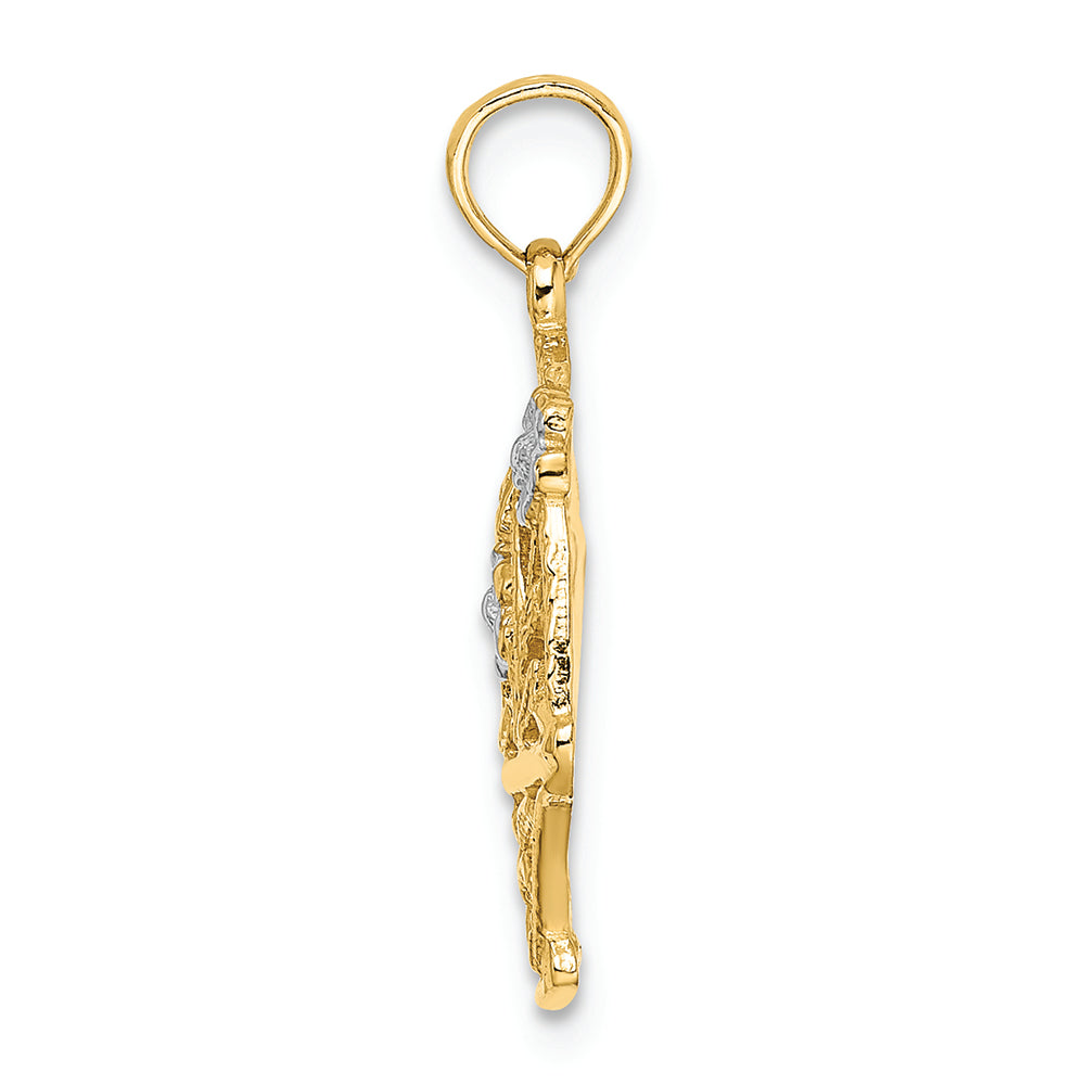 FJC Finejewelers 14k Two-tone Gold Flowers In Basket with I Love You Tri-color Charm