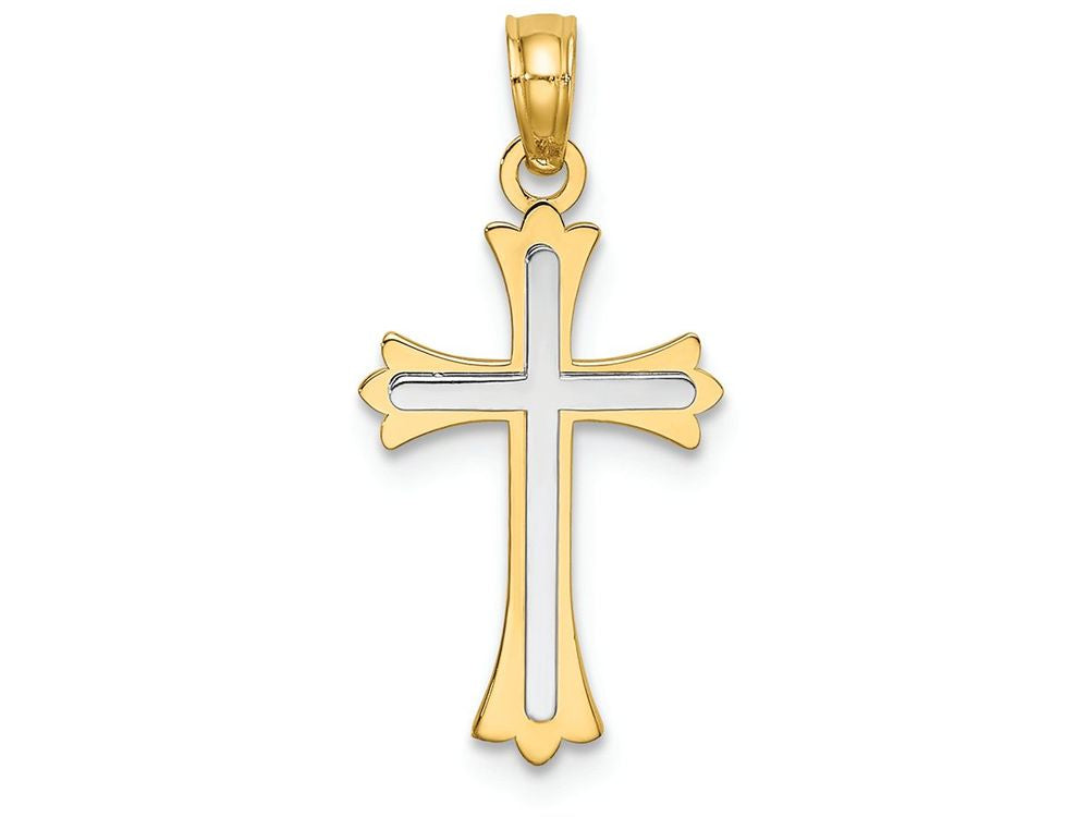 FJC Finejewelers 14k Yellow Gold with with Rhodium Cross Center Charm