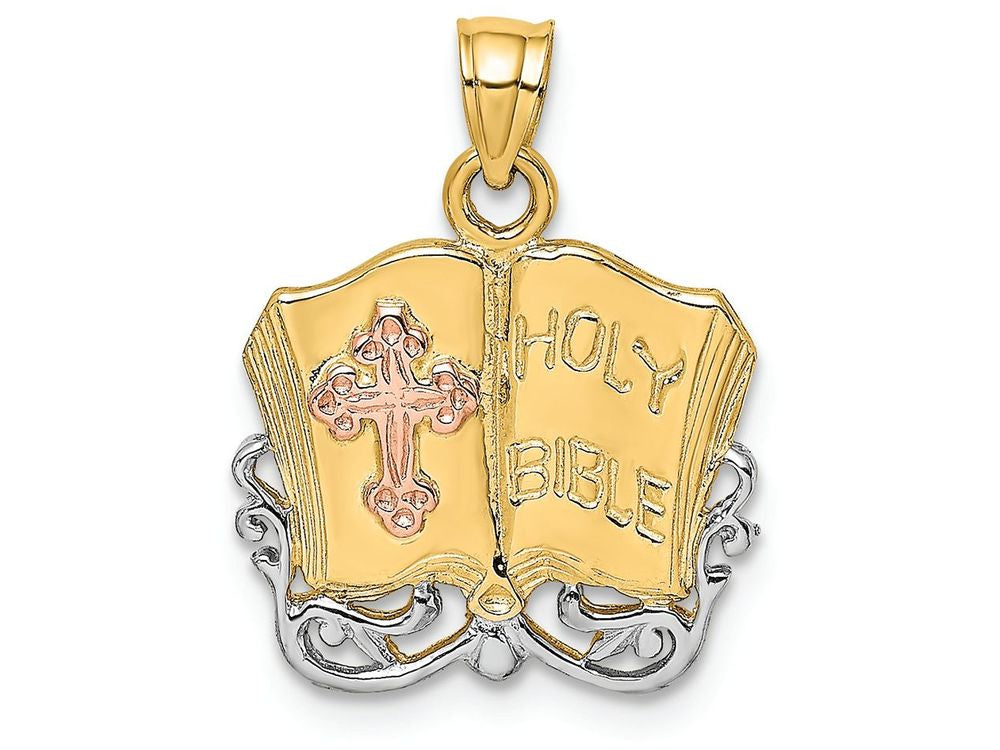 FJC Finejewelers Holy Bible with Crosstri-color Charm