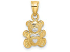 FJC Finejewelers 14k Yellow Gold with with Rhodium Teddy Bear Mouth Bow Heart Charm