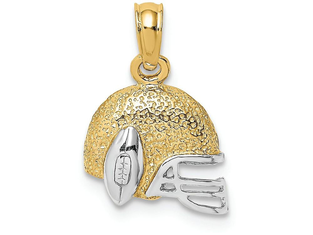 FJC Finejewelers 14k Yellow Gold with with Rhodium Football Helmet Ball Face Mask Charm