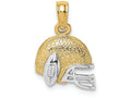 FJC Finejewelers 14k Yellow Gold with with Rhodium Football Helmet Ball Face Mask Charm