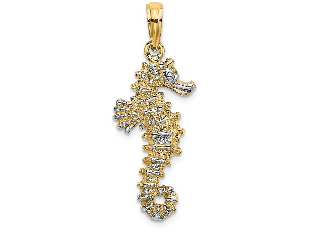FJC Finejewelers 14k Yellow Gold with with Rhodium 3d Seahorse Charm