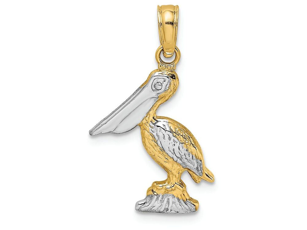 FJC Finejewelers 14k Two-tone Gold 3d Sm Pelican Standing Beak Charm