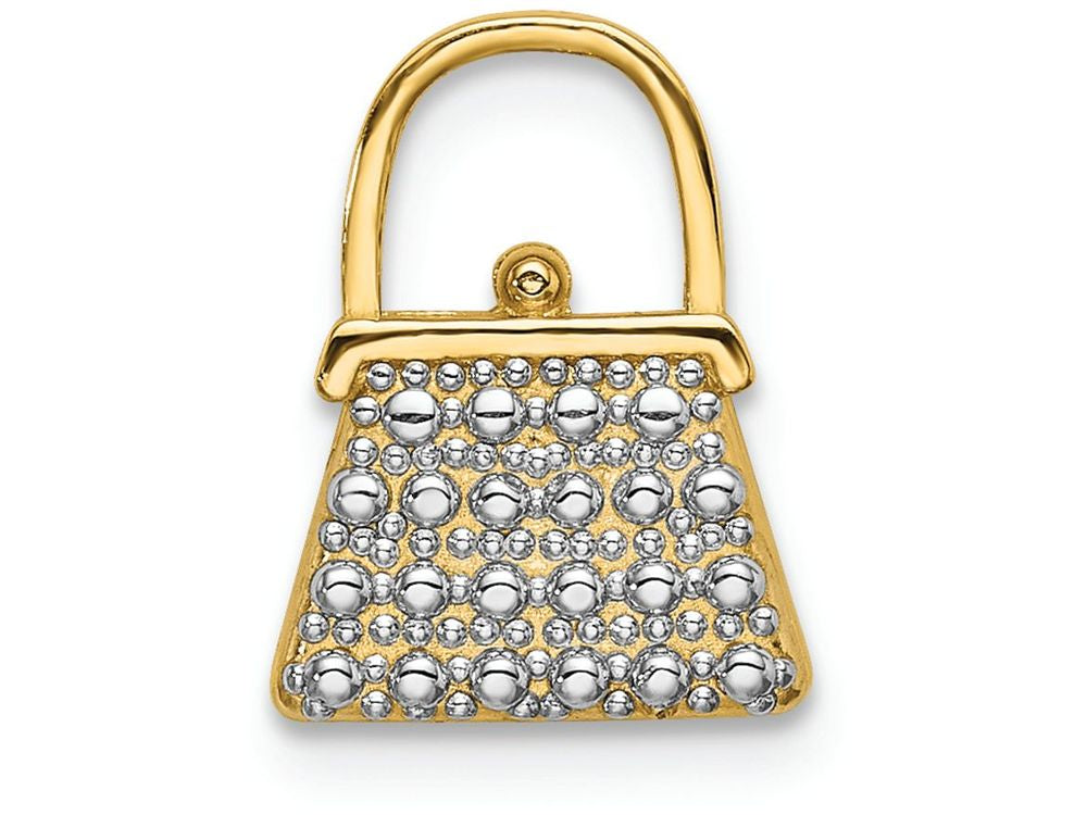 FJC Finejewelers 14k Yellow Gold with with Rhodium Purse Chain Slide Charm