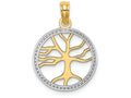 FJC Finejewelers 14k Yellow Gold Tt Small Tree Of Life In White Round Frame Charm