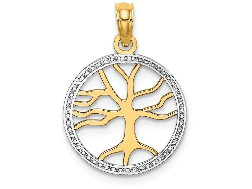 FJC Finejewelers 14k Yellow Gold Tt Small Tree Of Life In White Round Frame Charm