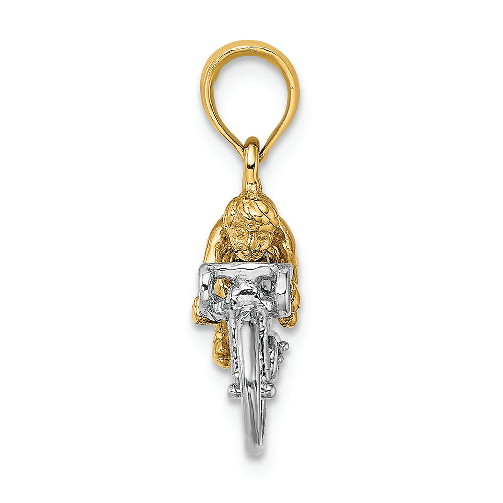 FJC Finejewelers 14k Two-tone Gold 3d Bicycle with Ridertwo-color Charm