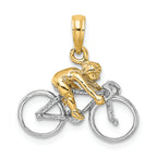 FJC Finejewelers 14k Two-tone Gold 3d Bicycle with Ridertwo-color Charm