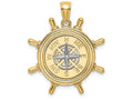 FJC Finejewelers Ship Wheel with Nautical Compass White Needle Center Charm