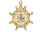 FJC Finejewelers Ship Wheel with Nautical Compass White Needle Center Charm