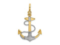 FJC Finejewelers 14k Two-tone Gold 3d Anchor with Rope Texture Two-color Shackle Bail Charm