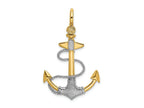 FJC Finejewelers 14k Two-tone Gold 3d Anchor with Rope Texture Two-color Shackle Bail Charm