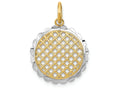 FJC Finejewelers 14k Two-tone Gold Small Sunflower Charm with O-ringcut-out White Bright Cut Edge
