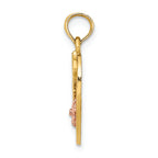 FJC Finejewelers 14k Two-tone Gold #1 Mother On Heart with Pink Flower Charm