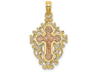 FJC Finejewelers 14k Two-tone Gold Crucifix with Lace Trimpink Jesus Center Charm