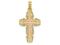 FJC Finejewelers Pink Center Cross On Cross with Lace Trim Charm