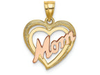 FJC Finejewelers 14k Two-tone Gold Pink Mom In Whtylw Double Heart Charm