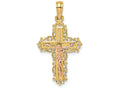 FJC Finejewelers 14k Two-tone Gold Crucifix with Lace Trim Pink Jesus Charm