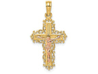 FJC Finejewelers 14k Two-tone Gold Crucifix with Lace Trim Pink Jesus Charm