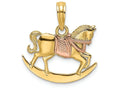 FJC Finejewelers 14k Two-tone Gold Rocking Horse with (rose)saddle Charm