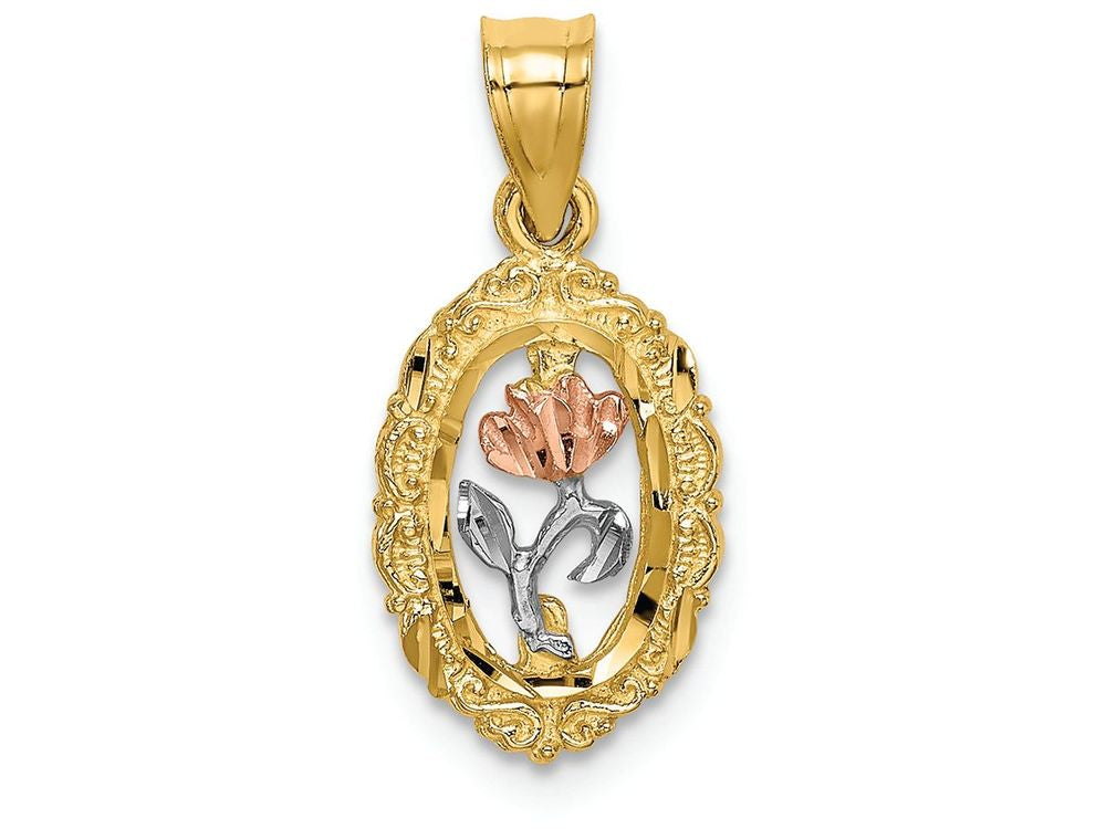 FJC Finejewelers Oval with Rose Insidetri-color Charm